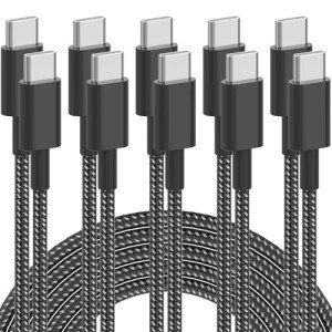 5-Pack 6FT Nylon Braided USB C Cables