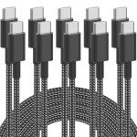 5-Pack 6FT Nylon Braided USB C Cables