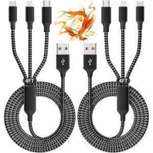 2 Pack 4FT 3-in-1 Charging Cable - Universal