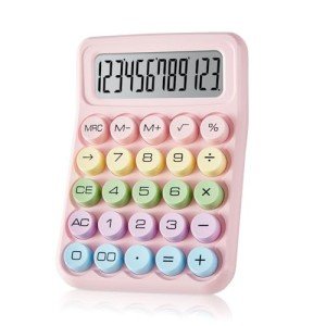 Pink 12-Digit Large Display Desktop Calculator