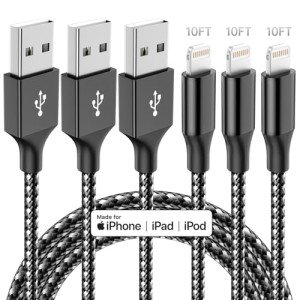 3-Pack 10FT MFi Certified iPhone Charging Cables
