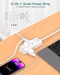 Flat Plug Power Strip with 6 Outlets - 5 ft