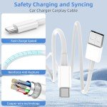 iPhone USB C Car Charger Cable - 2 Pack