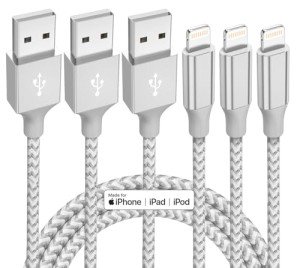 3-Pack 10ft Nylon Braided iPhone Charger Cables