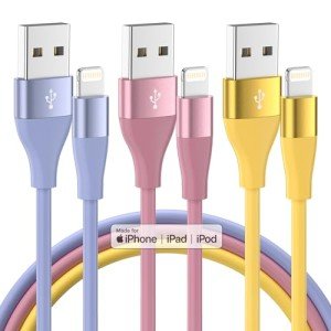 Colorful 10FT iPhone Charger 3-Pack, MFi Certified