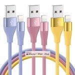 Colorful 10FT iPhone Charger 3-Pack, MFi Certified