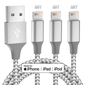 10FT iPhone Lightning Cable 3-Pack for Fast Charging