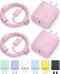 Pink Fast Charging USB-C Charger with 6FT Cables