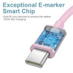 Pink Fast Charging USB-C Charger with 6FT Cables