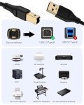 6ft USB A to B Printer Cable - Compatible with HP, Epson, Canon, Brother