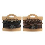Genuine Leather Tree of Life Bracelets Set