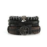 Genuine Leather Tree of Life Bracelets Set