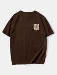 Men's Vintage Letter Print Graphic Tee - Coffee Brown