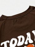 Men's Vintage Letter Print Graphic Tee - Coffee Brown