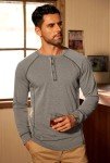Men's Casual Grey Henley T-Shirt - Trendy Style