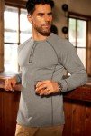 Men's Casual Grey Henley T-Shirt - Trendy Style