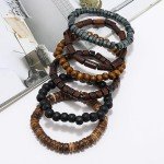Wooden Beads Leather Wrap Bracelet for Men