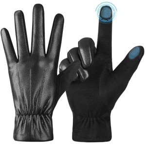 Men's Touchscreen Winter Leather Gloves - Warm & Stylish
