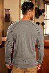 Men's Casual Grey Henley T-Shirt - Trendy Style