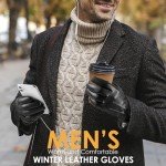 Men's Winter Leather Touchscreen Gloves - Warm & Windproof