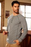 Men's Casual Grey Henley T-Shirt - Trendy Style