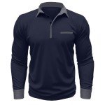 Men's Long Sleeve Color Block Polo Shirt