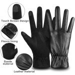 Men's Winter Leather Touchscreen Gloves - Warm & Windproof