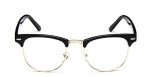Retro Half Frame Clear Lens Glasses in Gold