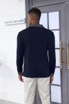 Men's Long Sleeve Color Block Polo Shirt