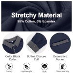 Men's Long Sleeve Color Block Polo Shirt