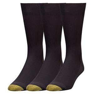 GOLDTOE Men's Black Crew Dress Socks, 3 Pairs