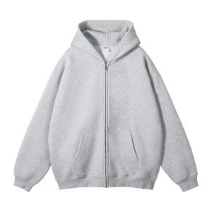 Men's Oversized Zip-Up Hoodie - Light Gray