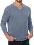 Men's Casual V-Neck Long Sleeve Henley Tee