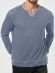 Men's Casual V-Neck Long Sleeve Henley Tee