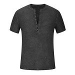 Men's Vintage Distressed Button-Up Henley Tee