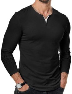 Men’s Black V-Neck Longline Cotton Gym Tee