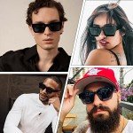 Retro Chunky Rectangle Sunglasses with UV400 Protection