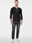 Men’s Black V-Neck Longline Cotton Gym Tee