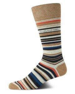 Calvin Klein Men's Comfortable Dress Socks - Tan Stripes