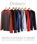 Demucy Men's Lightweight Vintage Baseball T-Shirt