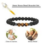 Lava Rock and Tiger Eye Beaded Bracelet