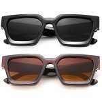 Retro Chunky Rectangle Sunglasses with UV400 Protection