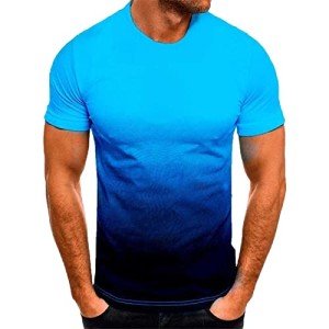 Men's Short Sleeve Gradient Workout T-Shirt - Blue