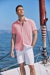 Men's Tropical Button Down Beach Shirt - Pink