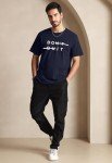 Navy Graphic Tee: "Don't Quit" Letter Print