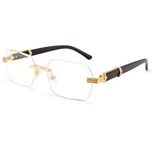 Gold & Transparent Rimless Sunglasses for Y2K Style