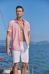 Men's Tropical Button Down Beach Shirt - Pink