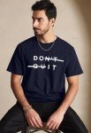 Navy Graphic Tee: "Don't Quit" Letter Print