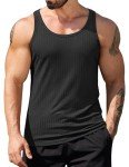 COOFANDY Men's Black Knit Tank Top, Medium