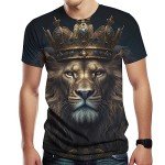Men's Black Lion Graphic T-Shirt, Summer Style